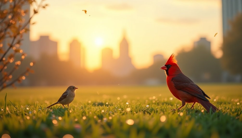 city birds at dawn