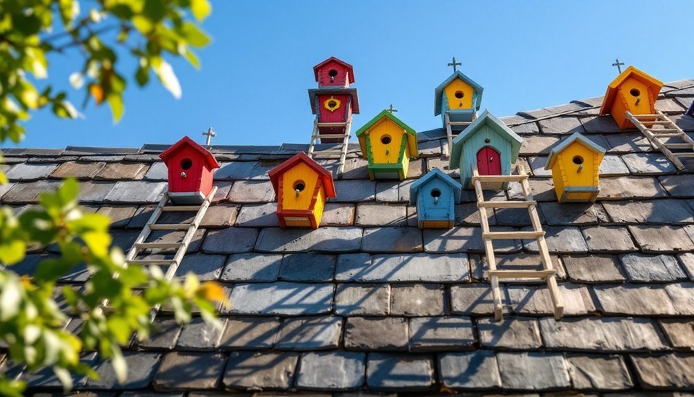 mounting birdhouses on roofs