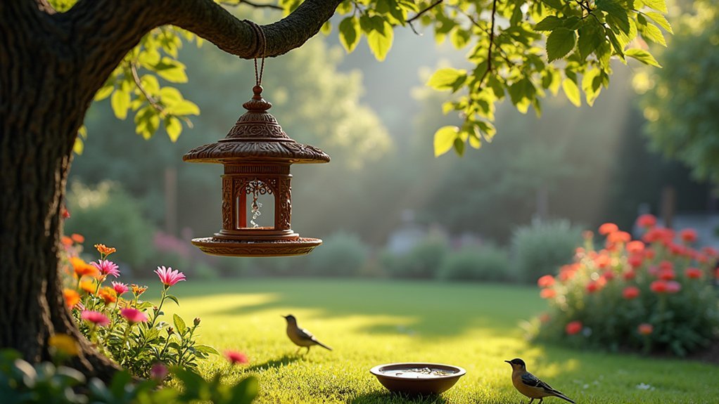 peaceful backyard bird feeders