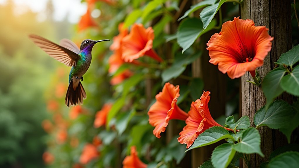 vibrant flowers attract birds
