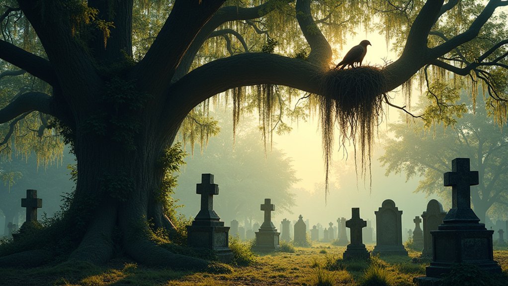 Where Hawks Build Nests in Cemetery Trees