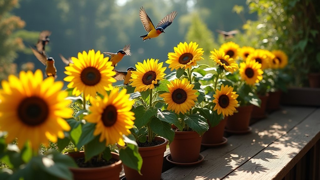 sunflowers attract small birds